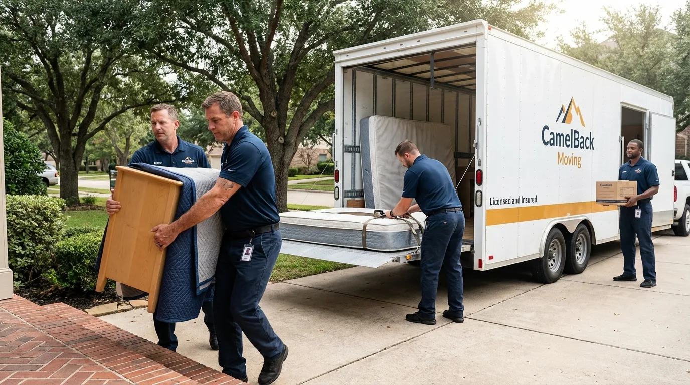 Crew loading residential truck for cross-state move from Sparta, MO